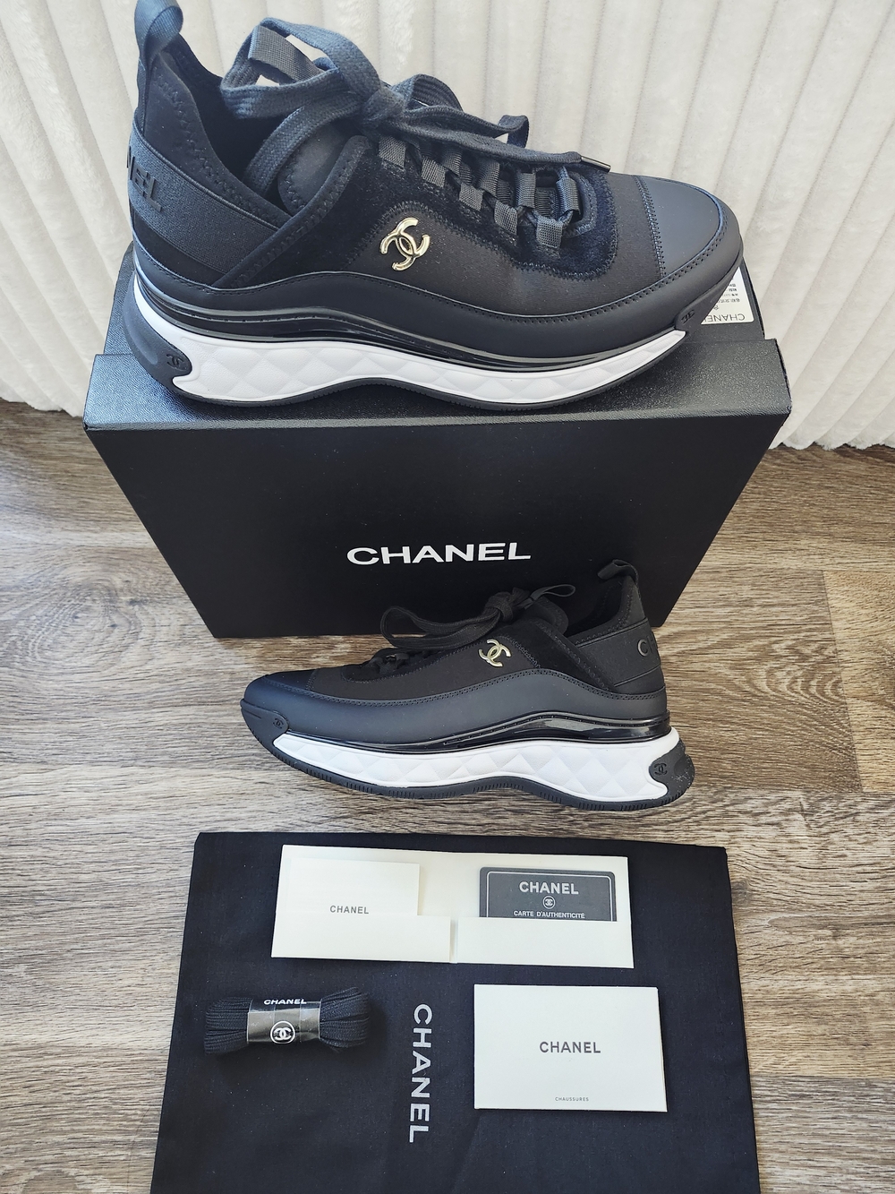 Chanel Black & White Trainer Sneakers size 40